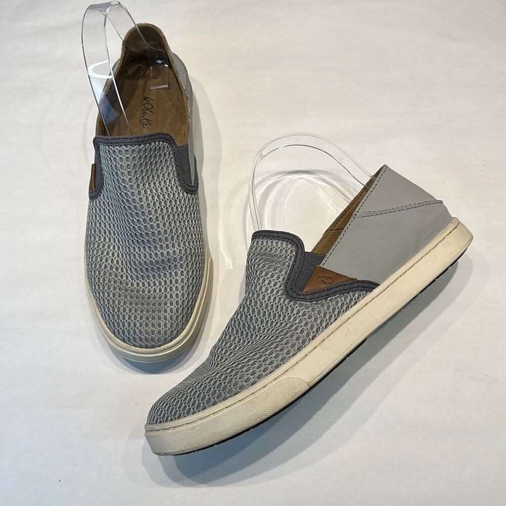 OluKai Loafer Slip On Sneaker Gray Mesh Women’s Size 8.5